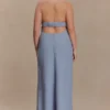 Carolyn Linen Bubble Maxi Dress – Misty Blue Carolyn Linen Bubble Maxi Dress – Misty Blue