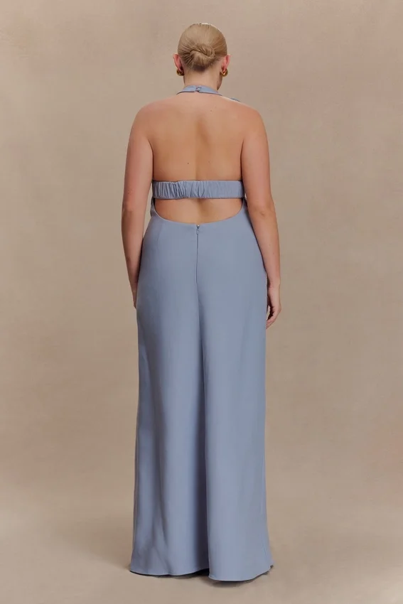 Carolyn Linen Bubble Maxi Dress – Misty Blue Carolyn Linen Bubble Maxi Dress – Misty Blue