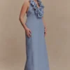 Carolyn Linen Bubble Maxi Dress – Misty Blue Carolyn Linen Bubble Maxi Dress – Misty Blue
