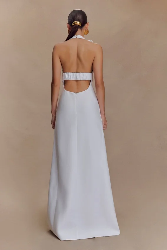 Carolyn Linen Bubble Maxi Dress – White Carolyn Linen Bubble Maxi Dress – White