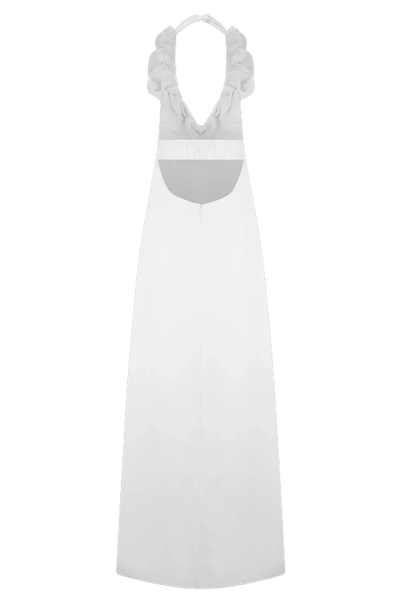 Carolyn Linen Bubble Maxi Dress – White Carolyn Linen Bubble Maxi Dress – White