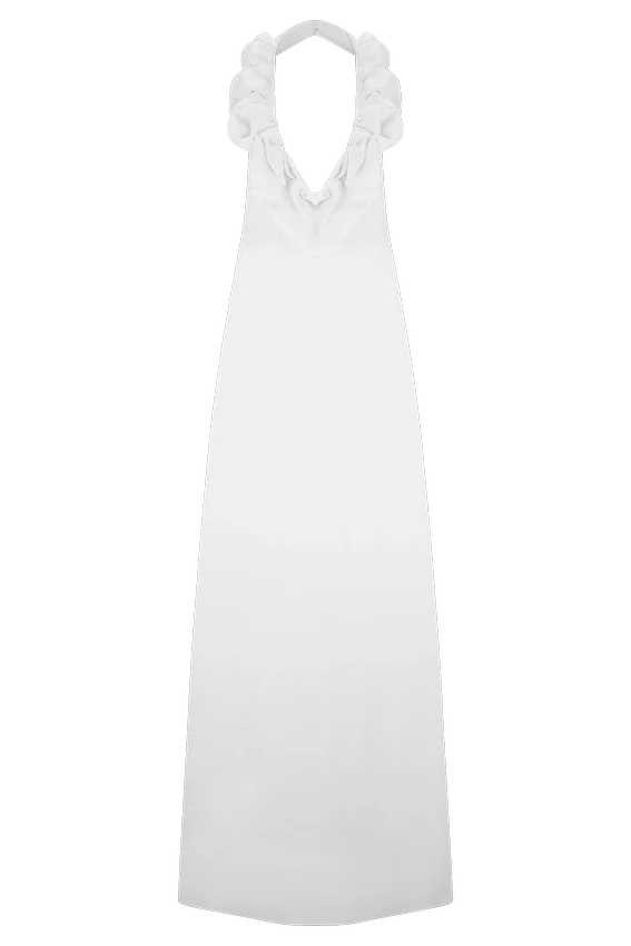 Carolyn Linen Bubble Maxi Dress – White Carolyn Linen Bubble Maxi Dress – White