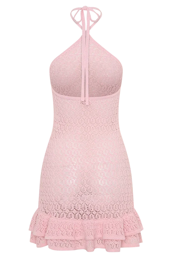 Carrisa Crochet Knit Mini Dress – Baby Pink Carrisa Crochet Knit Mini Dress – Baby Pink