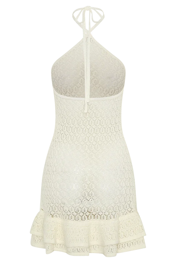 Carrisa Crochet Knit Mini Dress – White Carrisa Crochet Knit Mini Dress – White