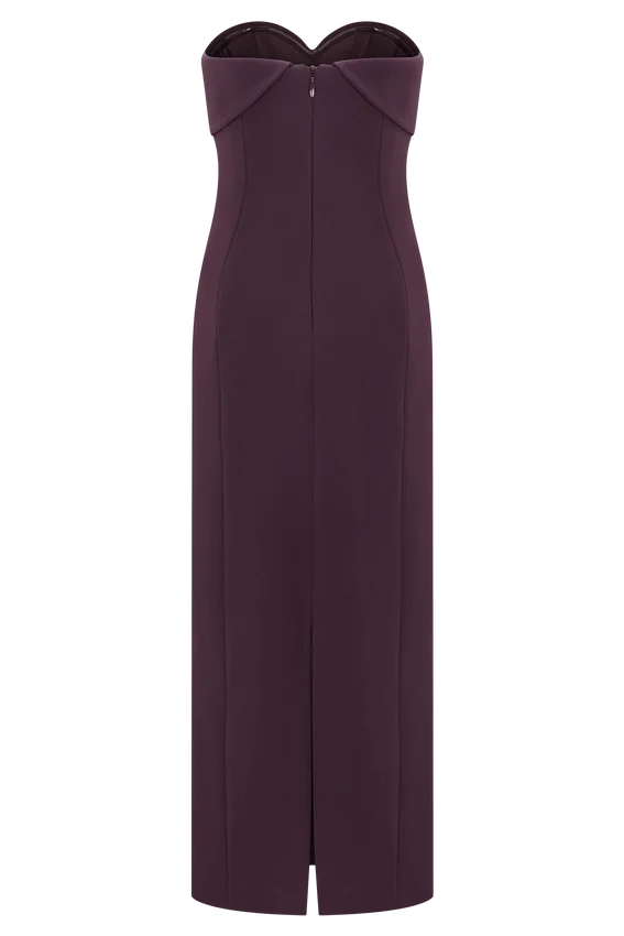 Cary Folded Strapless Crepe Midi Dress – Wine Cary Folded Strapless Crepe Midi Dress – Wine