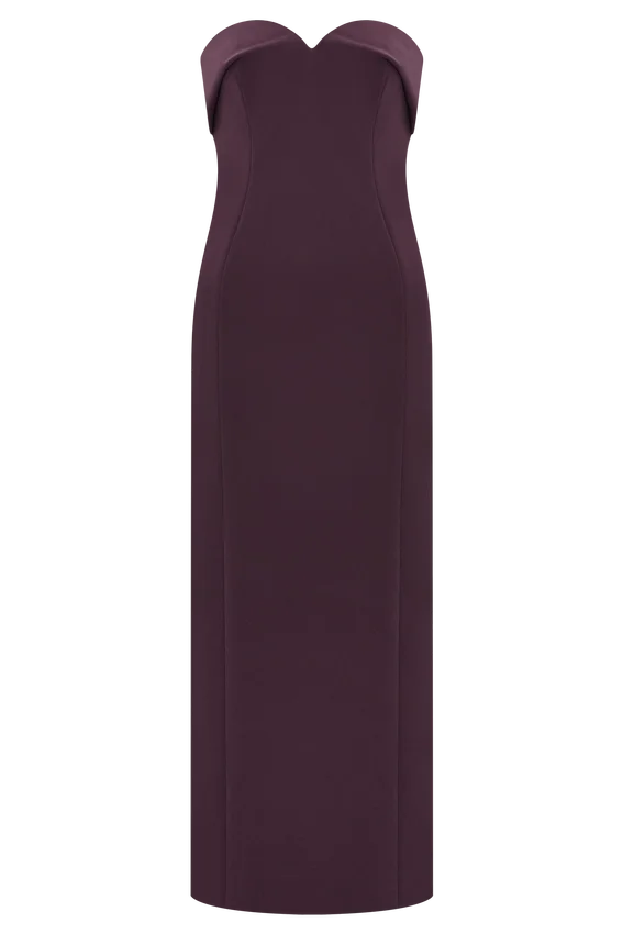 Cary Folded Strapless Crepe Midi Dress – Wine Cary Folded Strapless Crepe Midi Dress – Wine