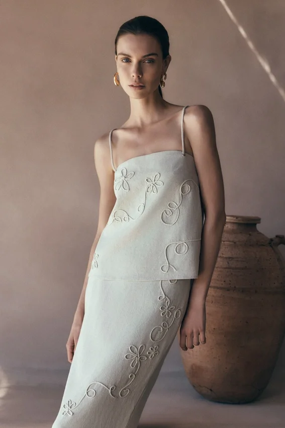 Casey Linen Corded Embroidered Linen Top – Natural Casey Linen Corded Embroidered Linen Top – Natural