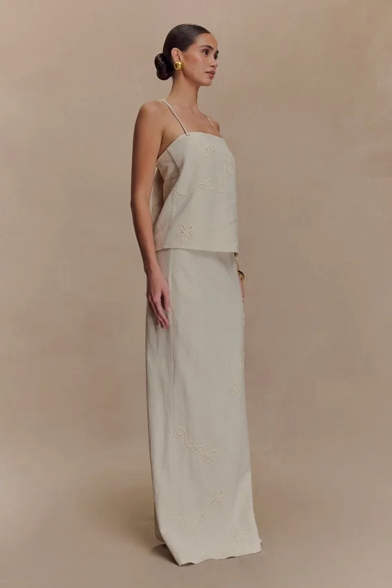 Casey Linen Corded Embroidered Linen Top – Natural Casey Linen Corded Embroidered Linen Top – Natural
