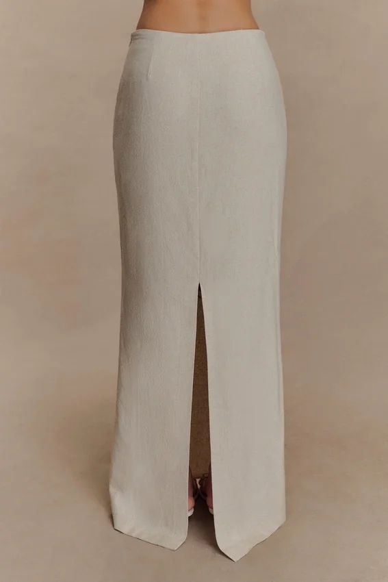 Casey Linen Embroidered Maxi Skirt – Natural Casey Linen Embroidered Maxi Skirt – Natural