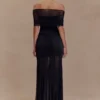 Caspian Slinky And Mesh Off Shoulder Maxi Dress – Black Caspian Slinky And Mesh Off Shoulder Maxi Dress – Black