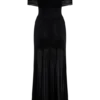 Caspian Slinky And Mesh Off Shoulder Maxi Dress – Black Caspian Slinky And Mesh Off Shoulder Maxi Dress – Black