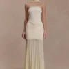 Caspian Slinky And Mesh Off Shoulder Maxi Dress – Ivory Caspian Slinky And Mesh Off Shoulder Maxi Dress – Ivory