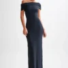 Cassandra Off Shoulder Slinky Maxi Dress – Black Cassandra Off Shoulder Slinky Maxi Dress – Black