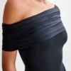 Cassandra Off Shoulder Slinky Maxi Dress – Black Cassandra Off Shoulder Slinky Maxi Dress – Black