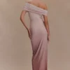 Cassandra Off Shoulder Slinky Maxi Dress – Neutral Ombre Cassandra Off Shoulder Slinky Maxi Dress – Neutral Ombre
