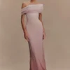 Cassandra Off Shoulder Slinky Maxi Dress – Neutral Ombre Cassandra Off Shoulder Slinky Maxi Dress – Neutral Ombre