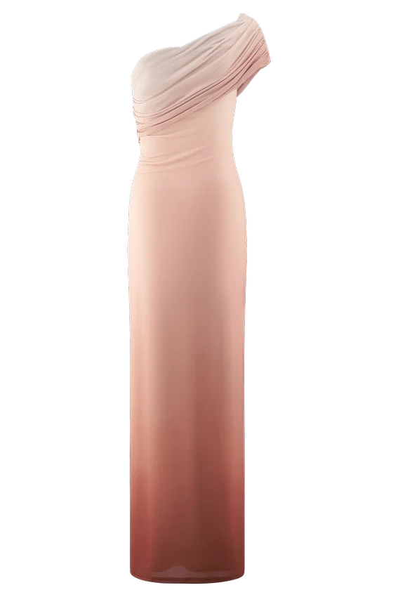 Cassandra Off Shoulder Slinky Maxi Dress – Neutral Ombre Cassandra Off Shoulder Slinky Maxi Dress – Neutral Ombre