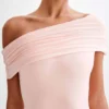 Cassandra Off Shoulder Slinky Maxi Dress – Pale Pink Cassandra Off Shoulder Slinky Maxi Dress – Pale Pink