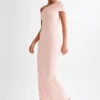 Cassandra Off Shoulder Slinky Maxi Dress – Pale Pink Cassandra Off Shoulder Slinky Maxi Dress – Pale Pink