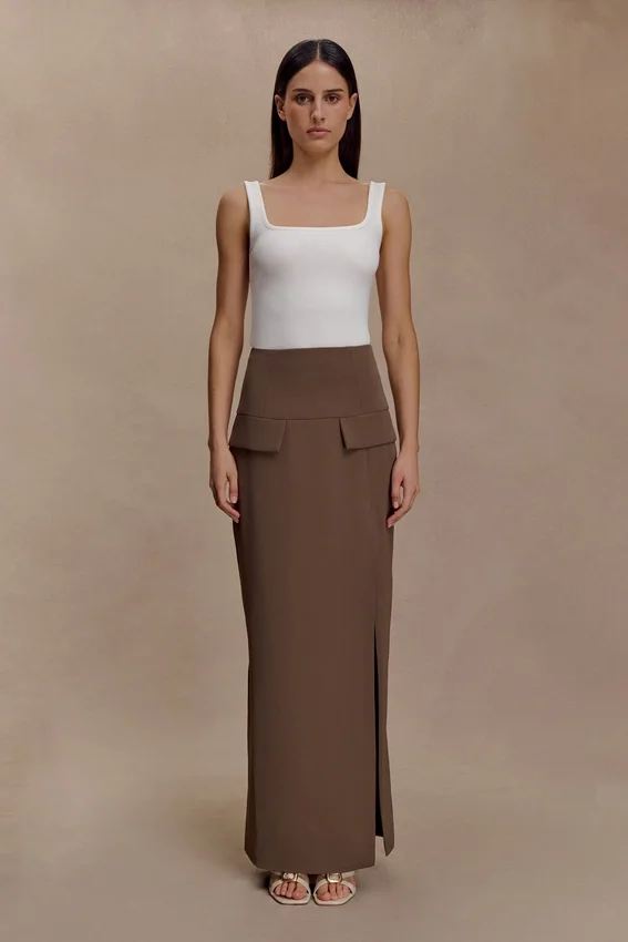 Cassie Column Maxi Skirt – Cacao Brown Cassie Column Maxi Skirt – Cacao Brown