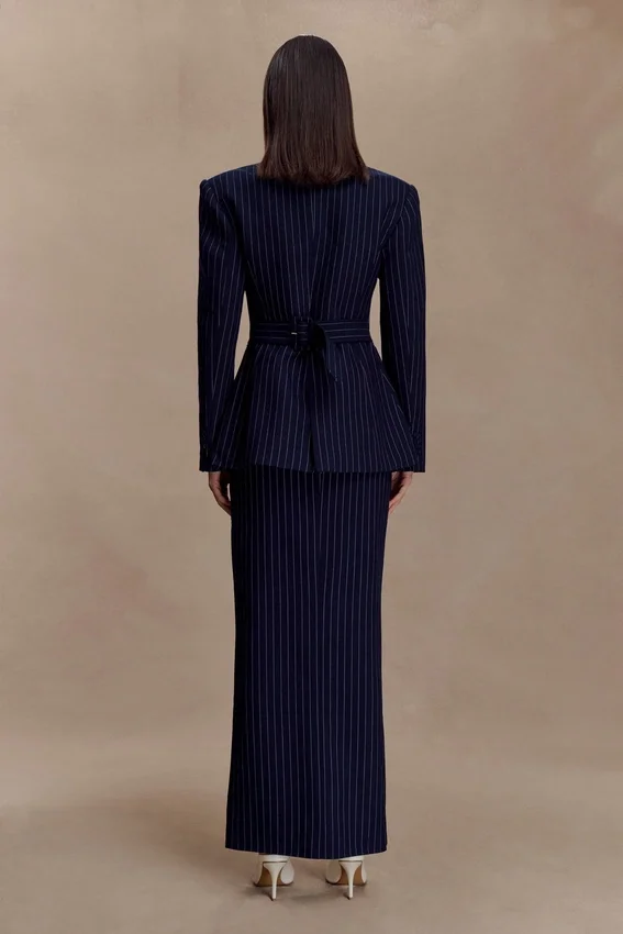 Cassie Column Maxi Skirt – Navy Pinstripe Cassie Column Maxi Skirt – Navy Pinstripe