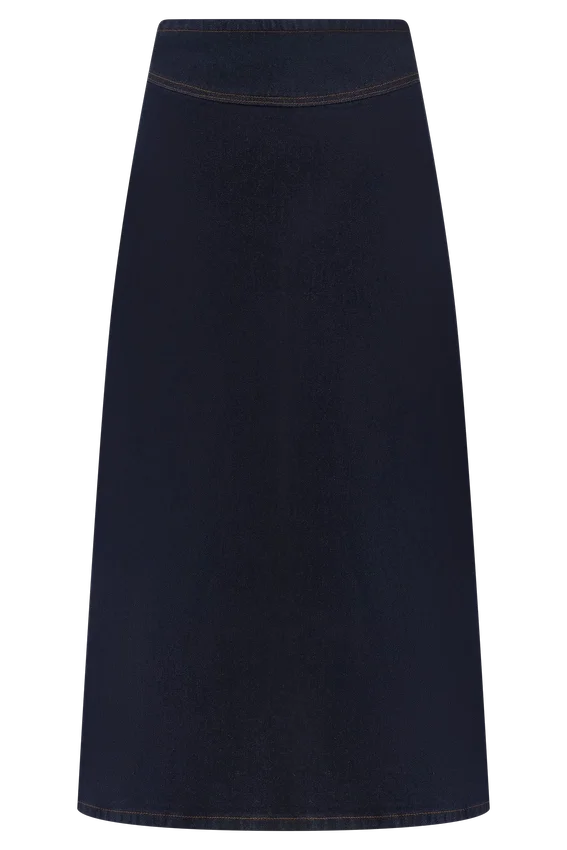Cecilia Denim A-Line Midi Skirt – Indigo Blue Cecilia Denim A-Line Midi Skirt – Indigo Blue