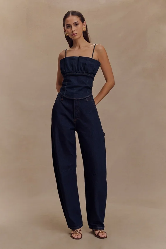 Cecilia Denim Frill Corset – Indigo Blue Cecilia Denim Frill Corset – Indigo Blue