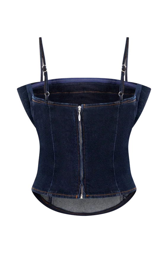 Cecilia Denim Frill Corset – Indigo Blue Cecilia Denim Frill Corset – Indigo Blue
