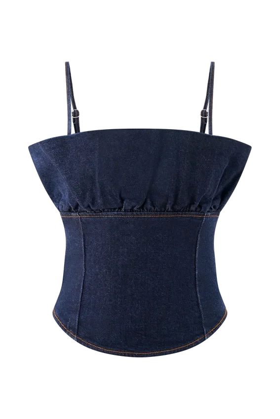 Cecilia Denim Frill Corset – Indigo Blue Cecilia Denim Frill Corset – Indigo Blue