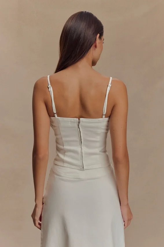 Cecilia Denim Frill Corset – White Cecilia Denim Frill Corset – White