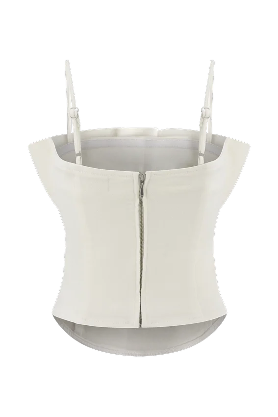 Cecilia Denim Frill Corset – White Cecilia Denim Frill Corset – White