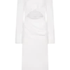 Cecilie Cut Out Shirt Midi Dress – White Cecilie Cut Out Shirt Midi Dress – White