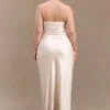 Cedar Strapless Satin Maxi Dress – Blush Gold Cedar Strapless Satin Maxi Dress – Blush Gold