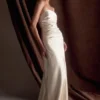 Cedar Strapless Satin Maxi Dress – Blush Gold Cedar Strapless Satin Maxi Dress – Blush Gold