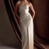 Cedar Strapless Satin Maxi Dress – Blush Gold Cedar Strapless Satin Maxi Dress – Blush Gold