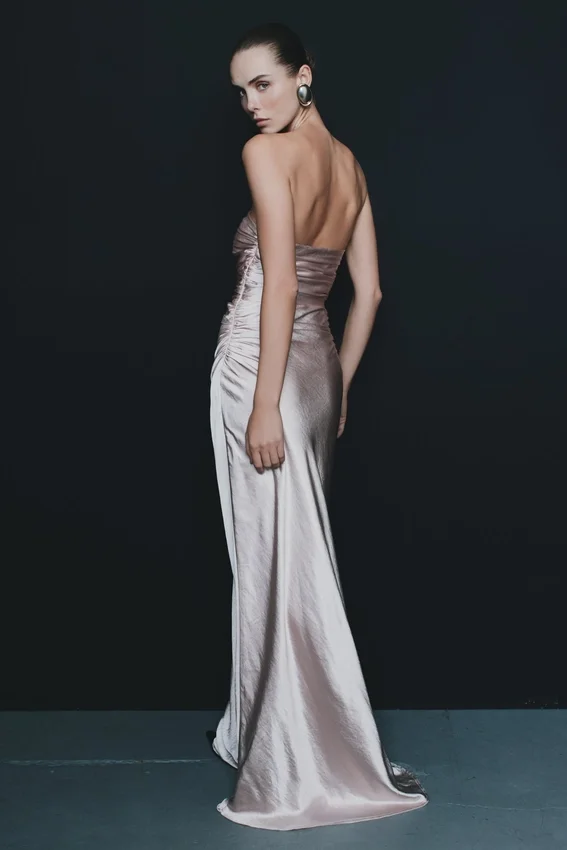 Cedar Strapless Satin Maxi Dress – Soft Pink Cedar Strapless Satin Maxi Dress – Soft Pink