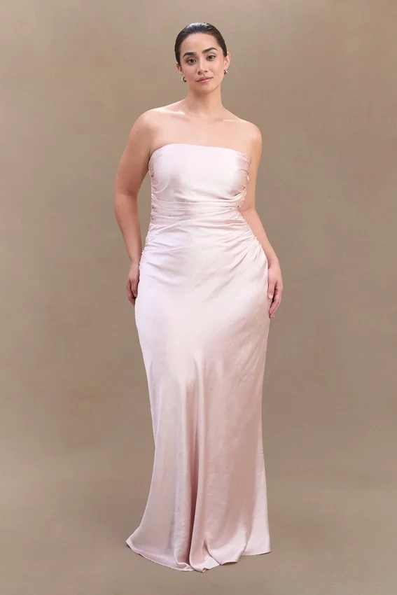 Cedar Strapless Satin Maxi Dress – Soft Pink Cedar Strapless Satin Maxi Dress – Soft Pink