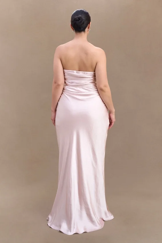 Cedar Strapless Satin Maxi Dress – Soft Pink Cedar Strapless Satin Maxi Dress – Soft Pink
