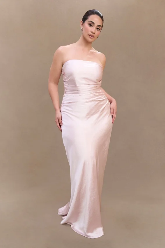 Cedar Strapless Satin Maxi Dress – Soft Pink Cedar Strapless Satin Maxi Dress – Soft Pink