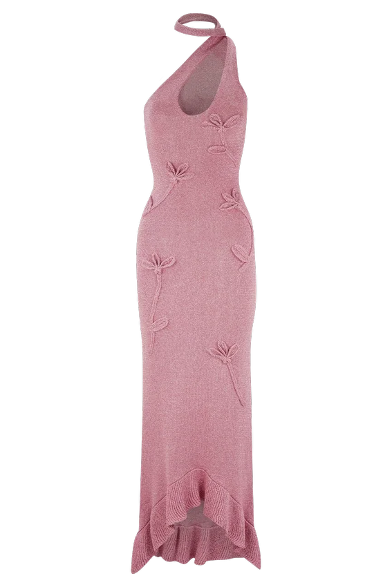 Celestino Floral Metallic Knit Maxi Dress – Pink Celestino Floral Metallic Knit Maxi Dress – Pink
