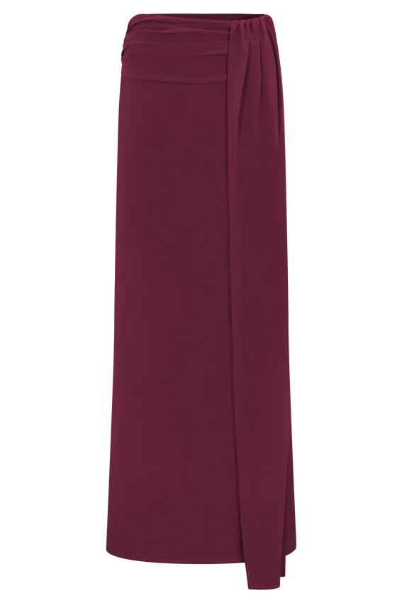Celina Chiffon Overlay Maxi Skirt – Cherry Red Celina Chiffon Overlay Maxi Skirt – Cherry Red