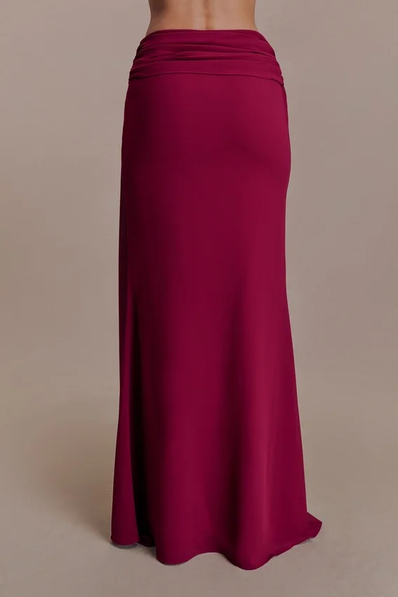 Celina Chiffon Overlay Maxi Skirt – Cherry Red Celina Chiffon Overlay Maxi Skirt – Cherry Red