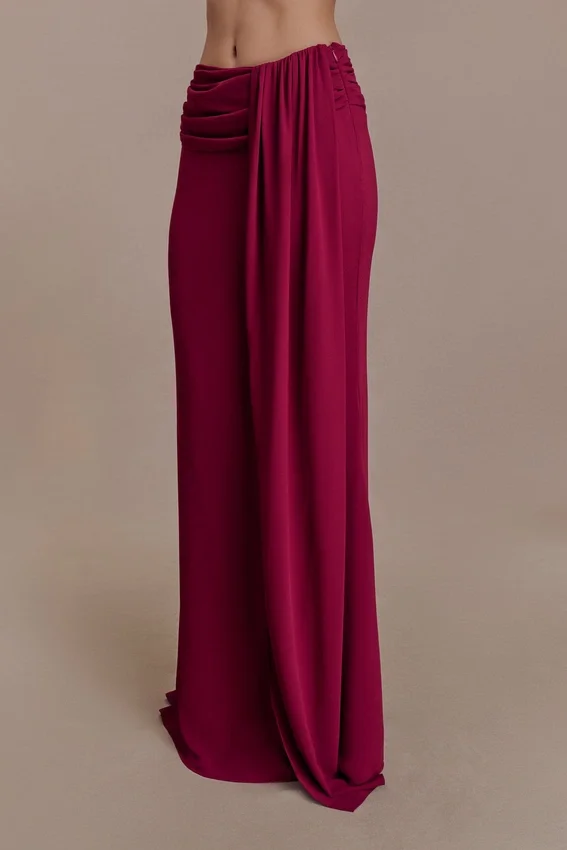 Celina Chiffon Overlay Maxi Skirt – Cherry Red Celina Chiffon Overlay Maxi Skirt – Cherry Red