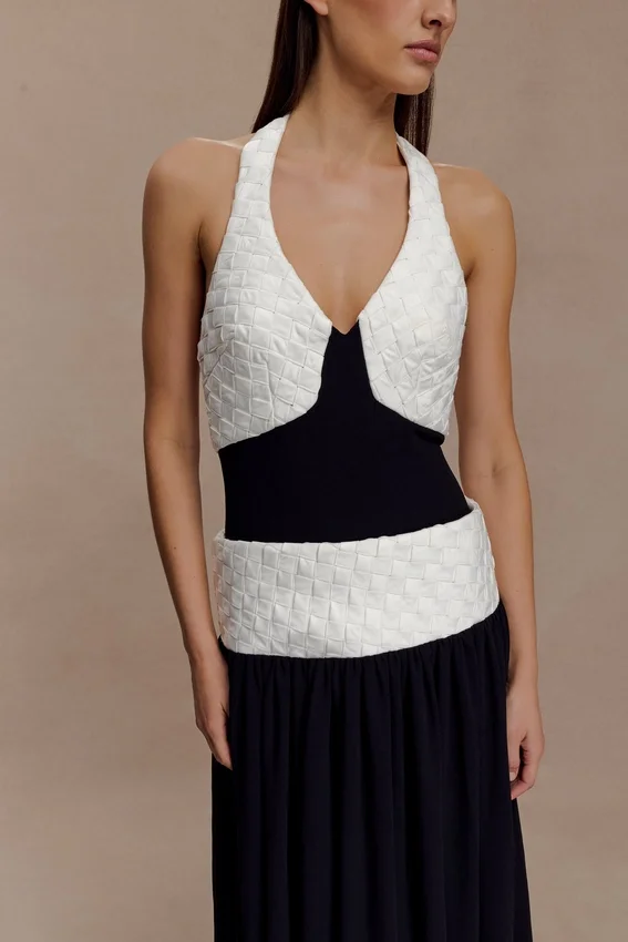 Celine Chiffon Maxi Dress – Black/White Celine Chiffon Maxi Dress – Black/White