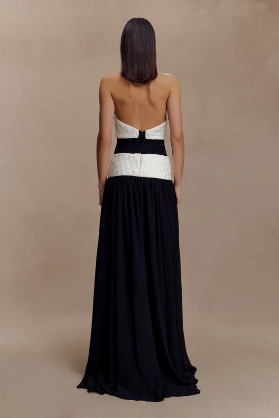 Celine Chiffon Maxi Dress – Black/White Celine Chiffon Maxi Dress – Black/White
