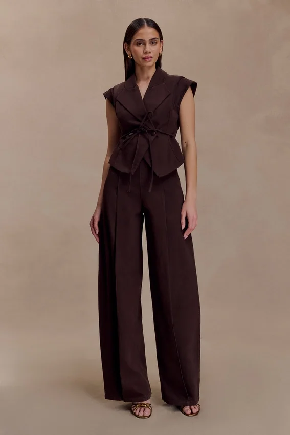 Charley Structured Tie Denim Top – Chocolate Charley Structured Tie Denim Top – Chocolate