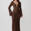 Chelsea Lurex Crochet Maxi Dress – Bronze Chelsea Lurex Crochet Maxi Dress – Bronze