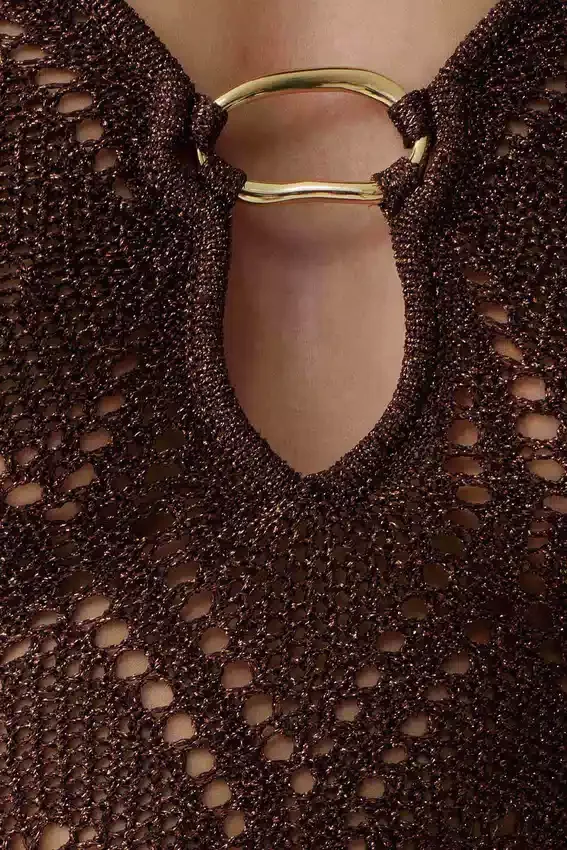 Chelsea Lurex Crochet Maxi Dress – Bronze Chelsea Lurex Crochet Maxi Dress – Bronze