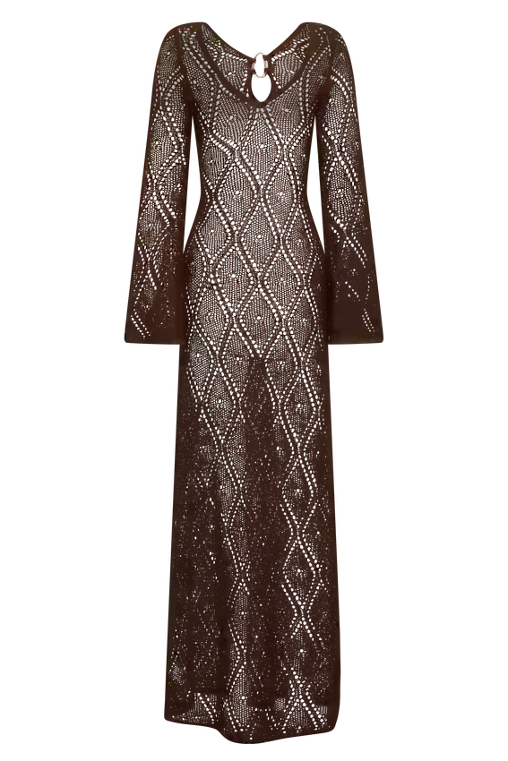 Chelsea Lurex Crochet Maxi Dress – Bronze Chelsea Lurex Crochet Maxi Dress – Bronze