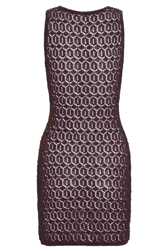 Cherly Knit Crochet Mini Dress – Chocolate Cherly Knit Crochet Mini Dress – Chocolate